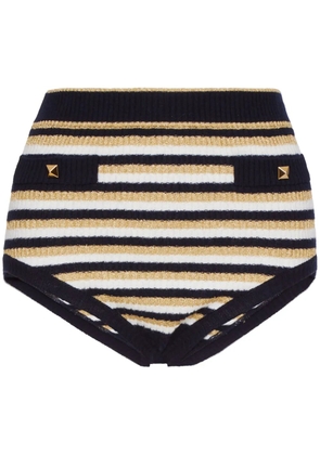 Valentino Garavani striped lurex mini shorts - Blue