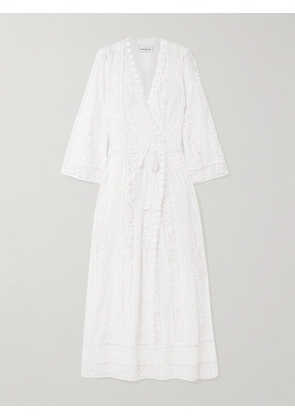 Miguelina - Lucinda Belted Embroidered Voile And Lace Coverup - White - x small,small,medium,large