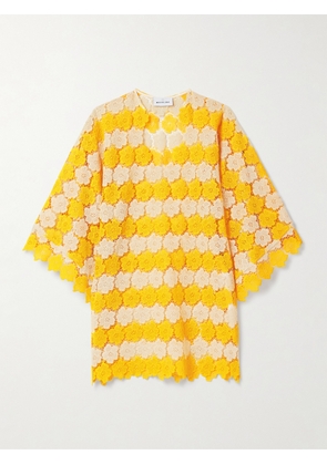 Miguelina - Gianina Cotton Guipure Lace Kaftan - Yellow - x small,small,medium,large