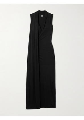 TOTEME - Draped Layered Jersey Maxi Dress - Black - x small,small,medium,large,x large