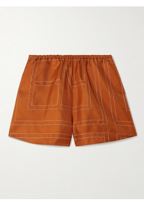 TOTEME - Embroidered Silk-twill Shorts - Orange - DK32,DK34,DK36,DK38,DK40,DK42