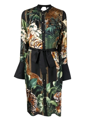 Camilla Easy Tiger print open-back silk dress - Black