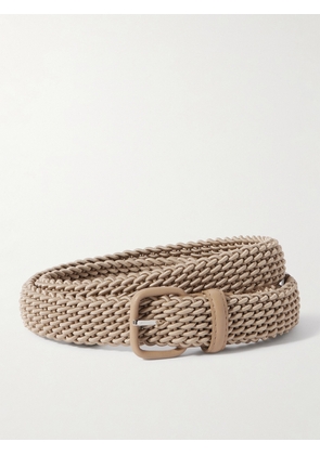Charvet - Woven Leather-trimmed Cord Belt - Neutrals - 75,80,85,90,95