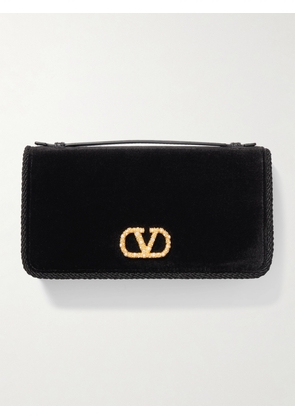 Valentino Garavani - Vlogo Signature Embellished Velvet Wallet - Black - One size