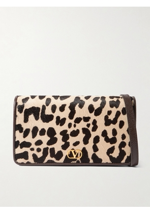 Valentino Garavani - Vlogo Signature Mini Leopard-print Calf Hair And Textured-leather Shoulder Bag - Animal print - One size