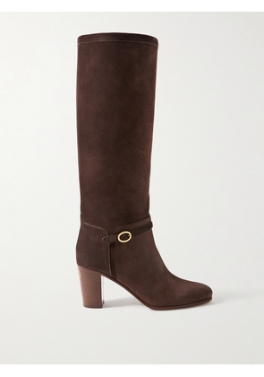 Valentino Garavani - Pattie 75 Buckle-embellished Suede Knee Boots - Brown - IT36,IT36.5,IT37,IT37.5,IT38,IT38.5,IT39,IT39.5,IT40,IT40.5,IT41,IT41.5,IT42