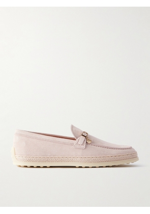 Tod's - Raffia-trimmed Suede Loafers - Pink - IT36,IT36.5,IT37,IT37.5,IT38,IT38.5,IT39,IT39.5,IT40,IT40.5,IT41,IT41.5,IT42