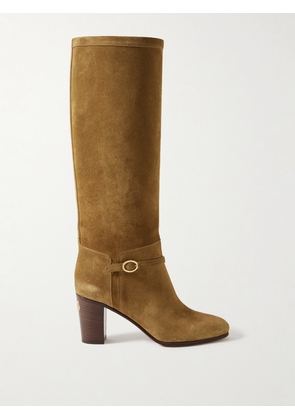 Valentino Garavani - Pattie 75 Buckle-embellished Suede Knee Boots - Brown - IT36,IT36.5,IT37,IT37.5,IT38,IT38.5,IT39,IT39.5,IT40,IT40.5,IT41,IT41.5,IT42