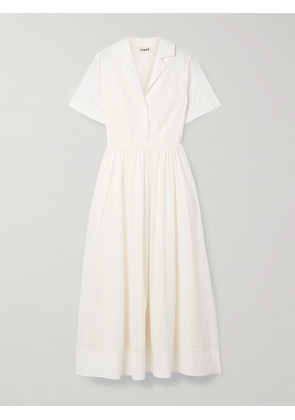 STAUD - Meryl Gathered Cotton-poplin Midi Shirt Dress - White - US0,US2,US4,US6,US8,US10,US12,US14,US16