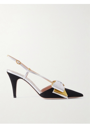 Valentino Garavani - Bowow 85 Metallic Leather And Moiré Slingback Pumps - Black - IT36,IT36.5,IT37,IT37.5,IT38,IT38.5,IT39,IT39.5,IT40,IT40.5,IT41,IT42