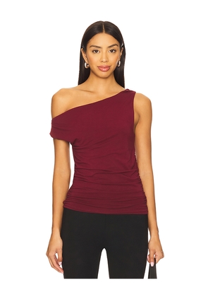 Bobi Twist Off The Shoulder Top in Burgundy. Size L. Also in M, XS.