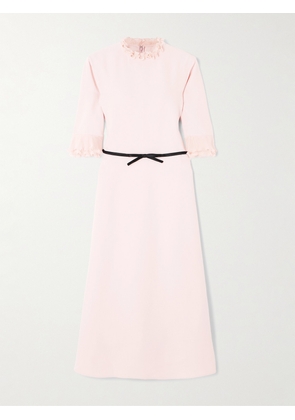 Valentino Garavani - Belted Plissé Chiffon-trimmed Crepe Midi Dress - Pink - IT36,IT38,IT40,IT42,IT44,IT46,IT48
