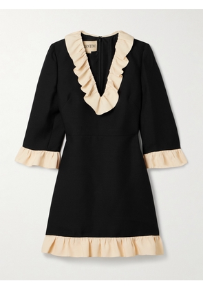 Valentino Garavani - Ruffled Wool And Silk-blend Crepe Mini Dress - Black - IT36,IT38,IT40,IT42,IT44,IT46