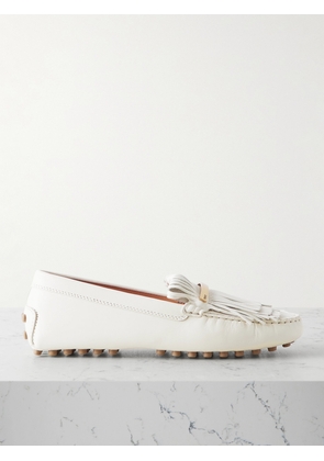 Tod's - Gommino Embellished Fringed Leather Loafers - Off-white - IT36,IT36.5,IT37,IT37.5,IT38,IT38.5,IT39,IT39.5,IT40,IT40.5,IT41,IT41.5,IT42