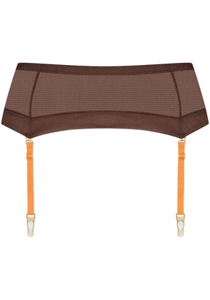 Maison Close Corps à Corps semi-sheer garter belt - Brown