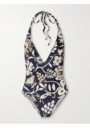 La DoubleJ - Printed Halterneck Swimsuit - Blue - xx small,x small,small,medium,large,x large,xx large