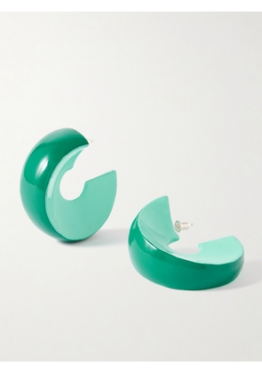 Uncommon Matters - Creole Wood Hoop Earrings - Green - One size