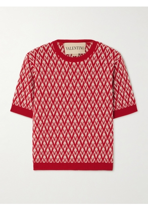 Valentino Garavani - Jacquard-knit Wool Sweater - Red - xx small,x small,small,medium,large,x large