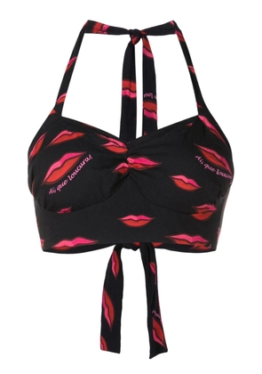 Amir Slama lip-print cropped top - Black