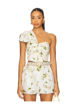 Camilla Asymmetric Bow Top in White. Size M. Also in XL, XS.