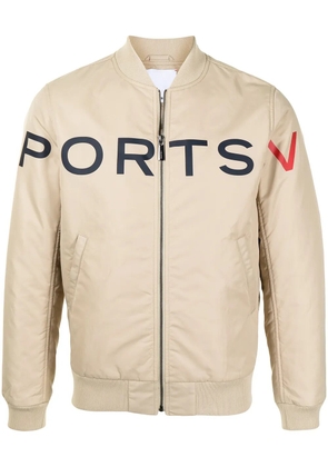 Ports V logo-print bomber jacket - Neutrals