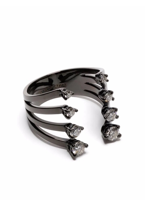 Delfina Delettrez 18kt gold Dots diamond open ring - Black