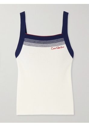 Valentino Garavani - Embroidered Striped Wool Tank Top - Cream - xx small,x small,small,medium,large,x large