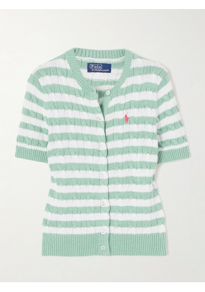 Polo Ralph Lauren - Striped Cable-knit Cotton Cardigan - Green - xx small,x small,small,medium,large,x large