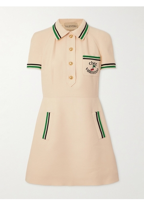 Valentino Garavani - Printed Striped Wool And Silk-blend Mini Shirt Dress - Cream - IT36,IT38,IT40,IT42,IT44,IT46,IT48