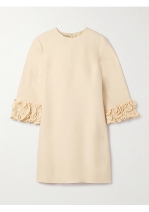 Valentino Garavani - Ruffled Wool And Silk-blend Crepe Mini Dress - Cream - IT36,IT38,IT40,IT42,IT44,IT46,IT48