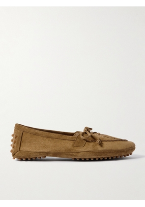 Le Monde Béryl - Embroidered Suede Loafers - Brown - IT35,IT36,IT37,IT38,IT39,IT40,IT41,IT42