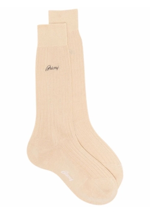 Brioni ribbed-knit cotton socks - Neutrals
