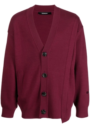 SONGZIO asymmetric V-neck cardigan - Red