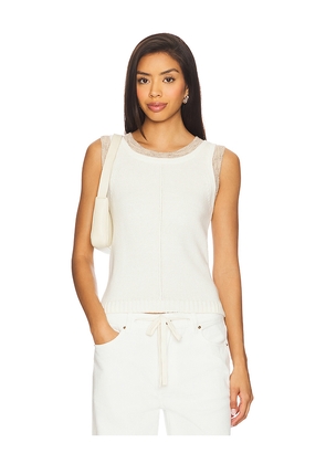 Central Park West Dylan Spacedye Double Layer Tank in Ivory. Size L. Also in M, XL.