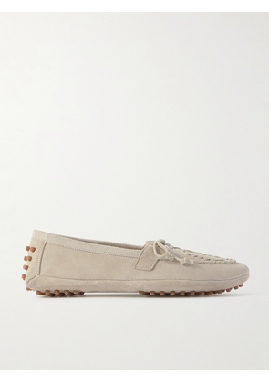 Le Monde Béryl - Embroidered Suede Loafers - Gray - IT35,IT36,IT37,IT38,IT39,IT40,IT41,IT42