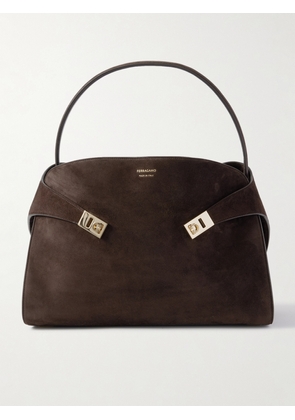 Ferragamo - Hug Medium Suede Tote - Brown - One size