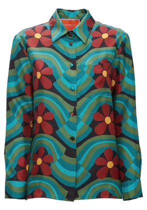 La DoubleJ Boy graphic-print silk shirt - Blue