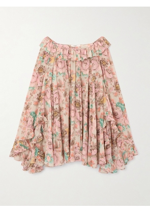 Chloé - Ruffled Floral-print Silk Crepe De Chine Mini Dress - Pink - FR 36,FR 38,FR 40,FR 42