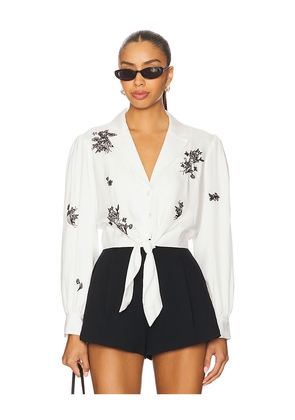 Cinq a Sept Wildflower Whimsy Marin Top in Ivory. Size L. Also in M, S, XL, XS.