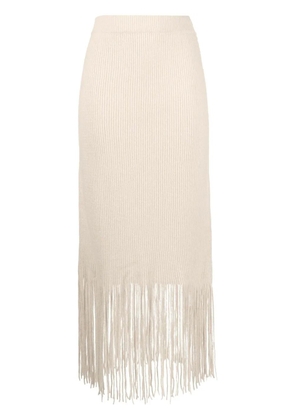 ZIMMERMANN fringe-detail high-waisted skirt - Neutrals