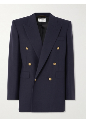 SAINT LAURENT - Oversized Double-breasted Grain De Poudre Wool Blazer - Blue - FR 34,FR 36,FR 38,FR 40,FR 42