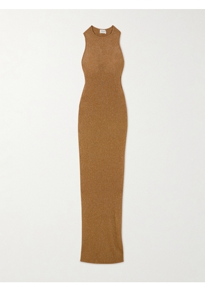 SAINT LAURENT - Metallic Ribbed-knit Maxi Dress - Gold - XS,S,M,L