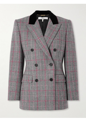 Chloé - Double-breasted Velvet-trimmed Checked Wool Blazer - Black - FR 34,FR 36,FR 38,FR 40,FR 42,FR 44,FR 46
