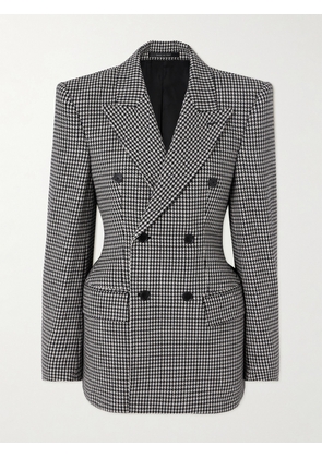 Balenciaga - Hourglass Houndstooth Double-breasted Wool Blazer - Gray - FR 36,FR 38