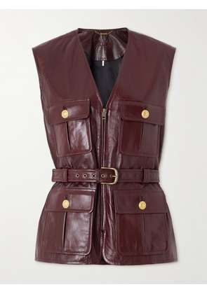 Chloé - Belted Leather Vest - Burgundy - FR 34,FR 36,FR 38,FR 40,FR 42,FR 44