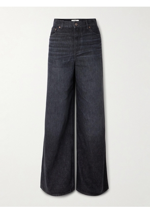 Chloé - Leather-trimmed High-rise Wide-leg Jeans - Black - 24,25,26,27,28,29,30,31,32