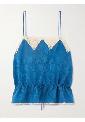 Chloé - Lace-trimmed Silk-jacquard Camisole - Blue - FR 34,FR 36,FR 38,FR 40,FR 42,FR 44,FR 46