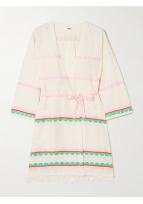 lemlem - Imani Belted Fringed Striped Cotton Coverup - Neutrals - x small,small,medium,large