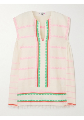 lemlem - Elina Fringed Striped Cotton Kaftan - Neutrals - x small,small,medium,large