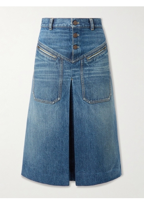 Chloé - Pleated Paneled Denim Midi Skirt - Blue - FR 34,FR 36,FR 38,FR 40,FR 42,FR 44,FR 46